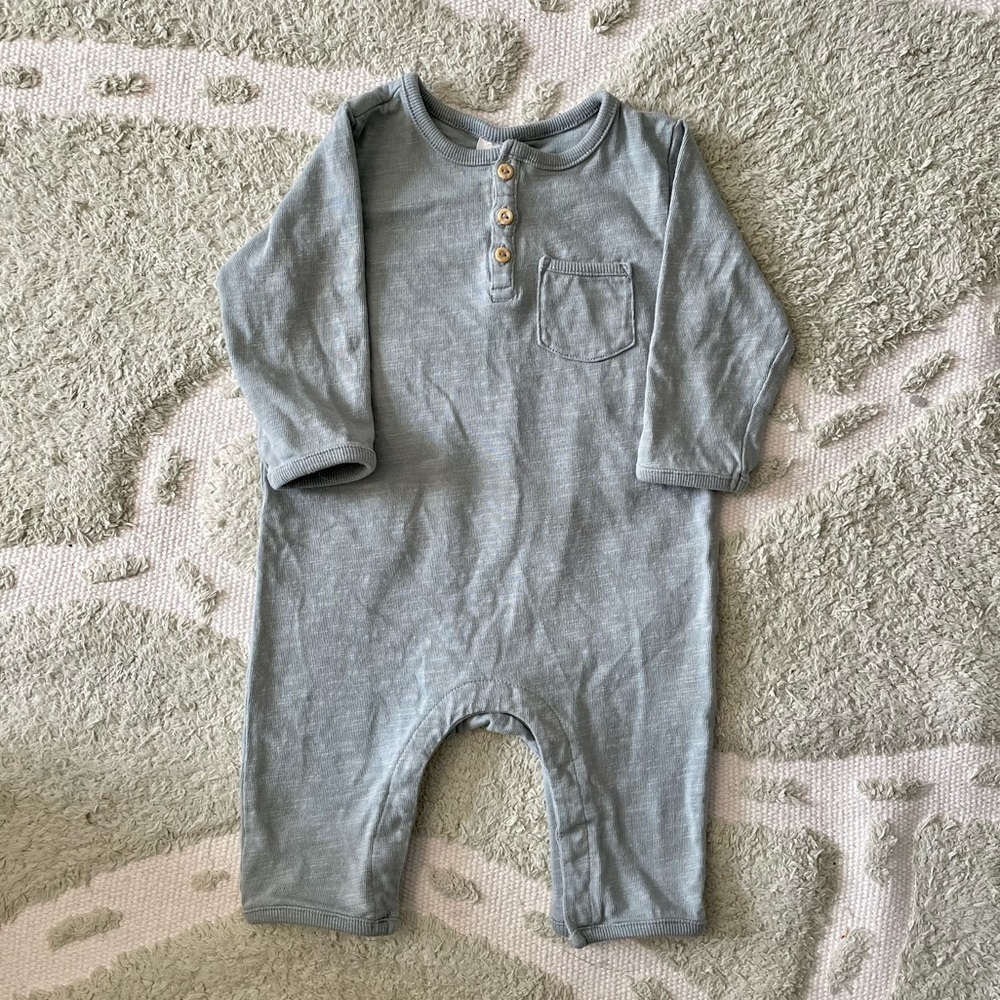 H&M Baby Exclusive Henley Pocket Jumpsuit in Dusty Blue - 4-6 Months